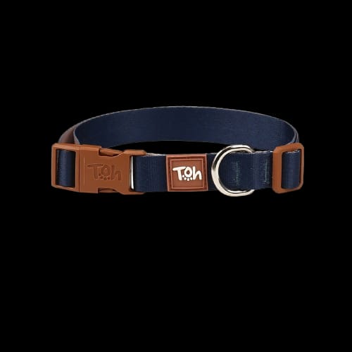 Collar Toh Classic - Azul Marino con Hebilla Marrón