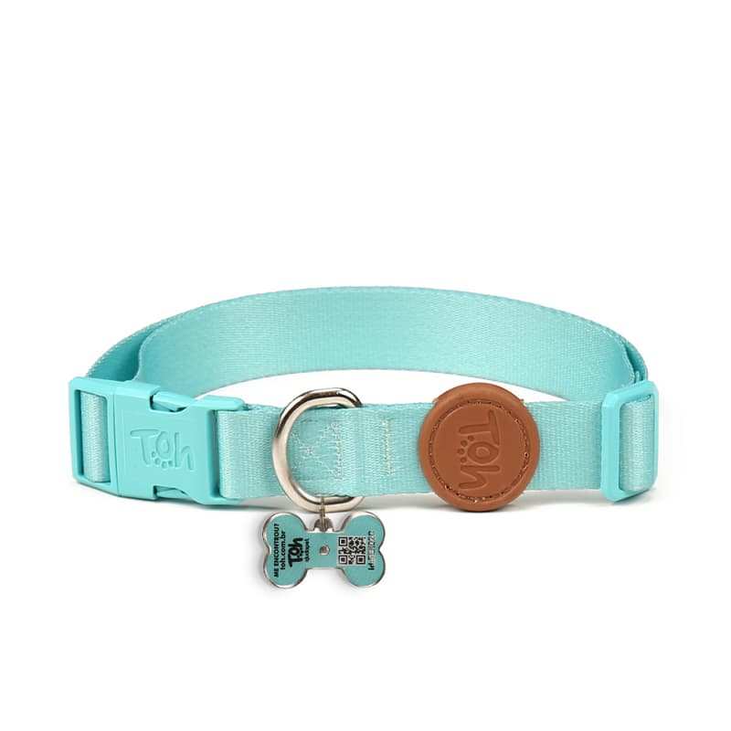 Collar Toh Classic - Celeste Aqua con Chapita QR