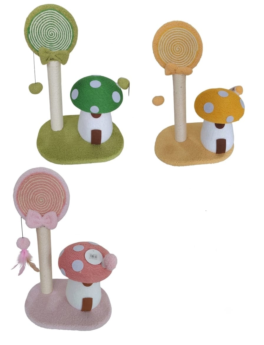 Rascador Hongo Mágico - Diseño Chupetín para Gatos