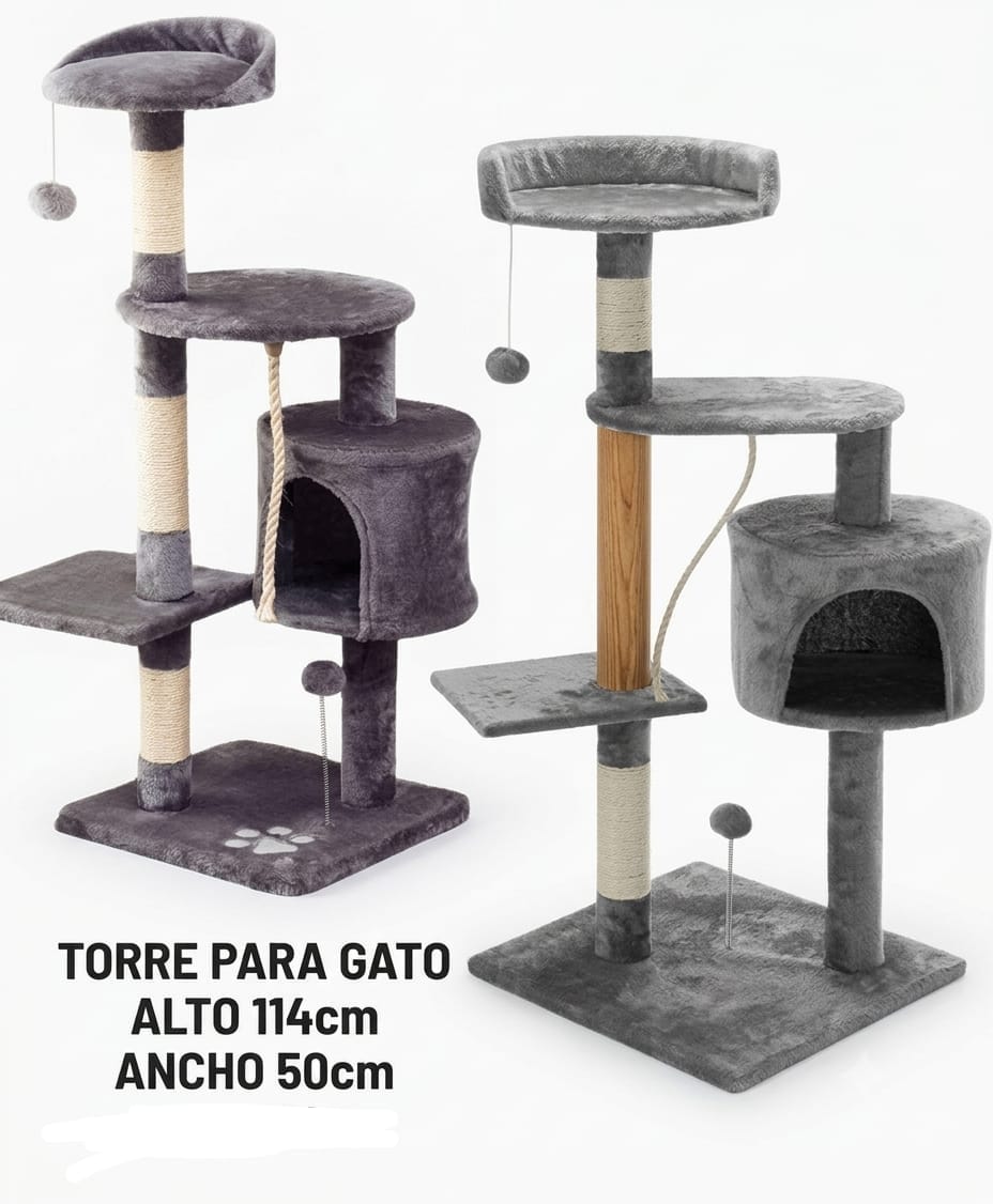 Torre para Gato- 5 Niveles con Casita y Hamaca
