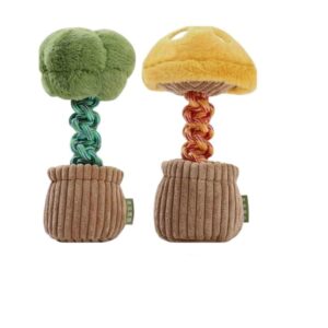 Juguete de Peluche para Perro Maceta con Soga - Diseño Árbol y Hongo
