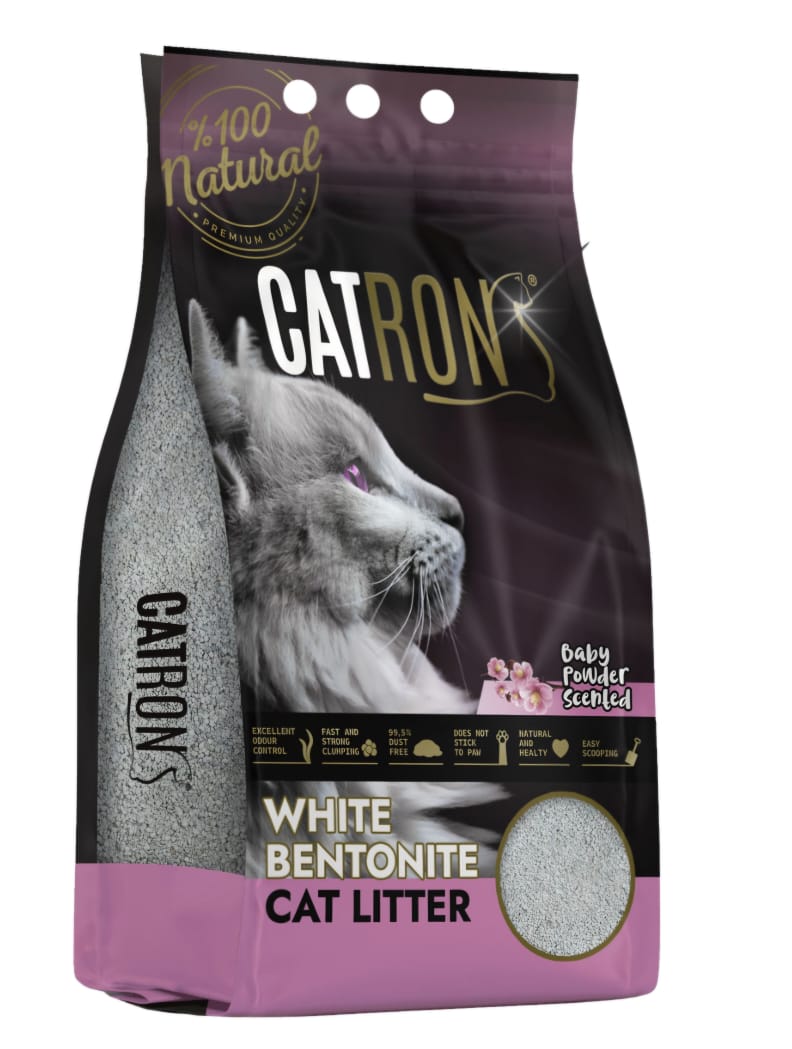CATRON White Bentonite Cat Litter - Aroma Baby Powder