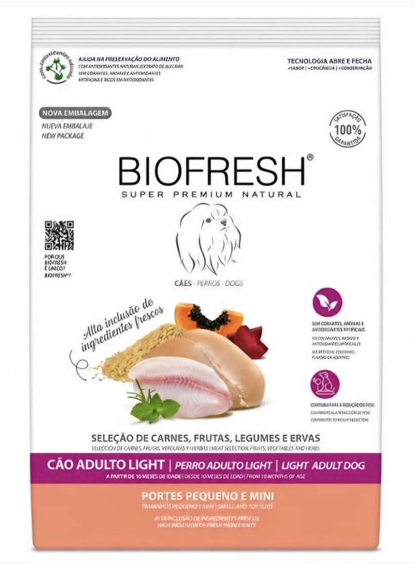 BIOFRESH SUPER PREMIUM NATURAL - CÃO ADULTO LIGHT - PORTE PEQUEÑO Y MINI