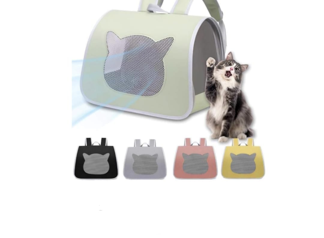 Mochila Transportadora para Gatos con Ventana de Malla en Forma de Gato