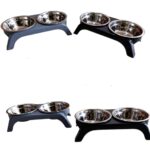 Comedero Doble Elevado para Perros y Gatos con Platos de Acero Inoxidable - Base Antideslizante | Miel & Orson