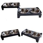 Comedero Doble para Perros y Gatos - Base Baja con Platos de Acero. Miel & Orson