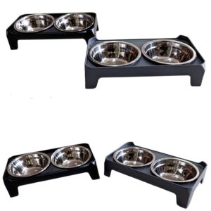 Comedero Doble para Perros y Gatos - Base Baja con Platos de Acero. Miel & Orson