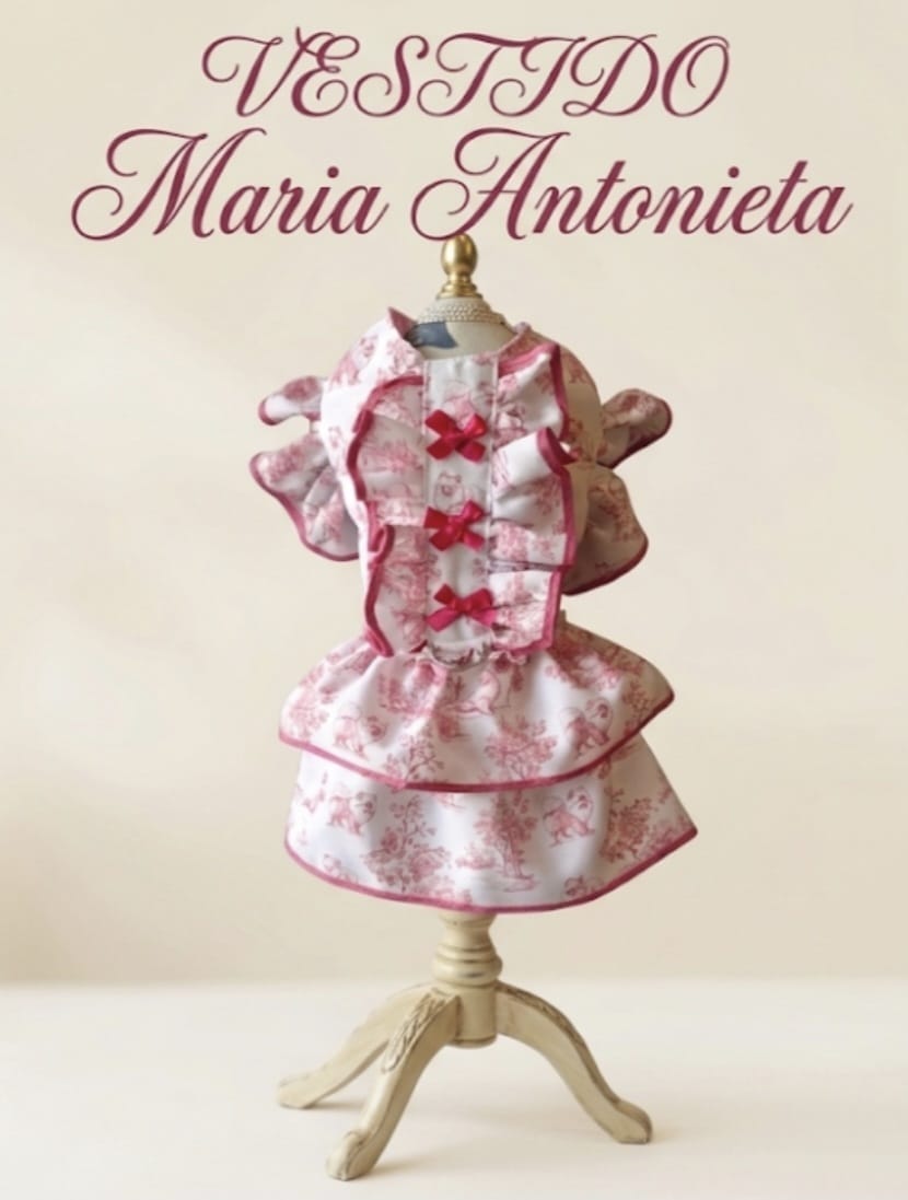 Vestido Elegante Maria Antonieta para Mascotas con Volados, Encaje y Moños