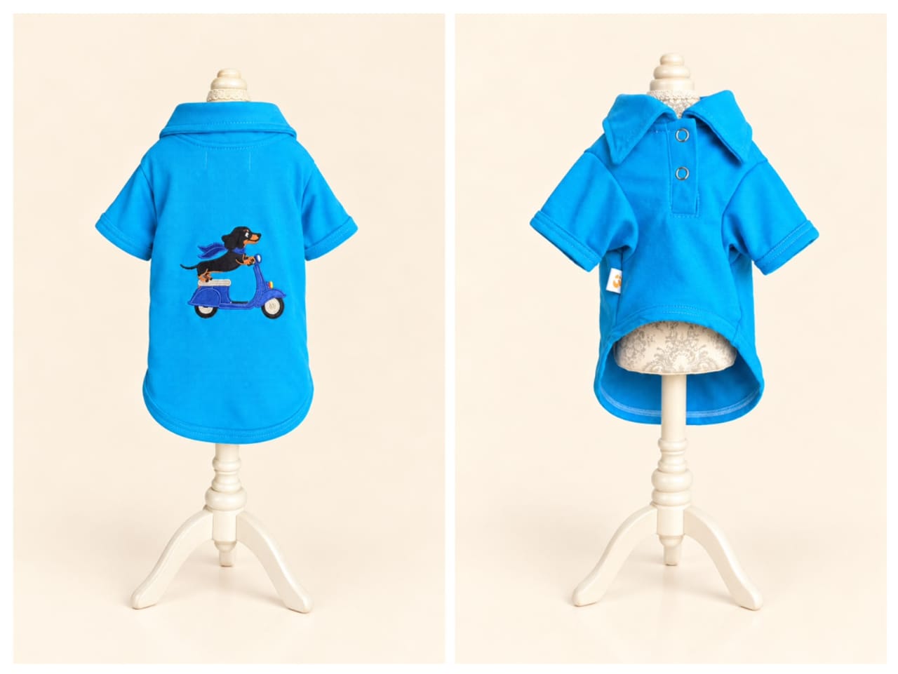 Remera PICCOLO para Perros con Bordado de Perrito en Scooter