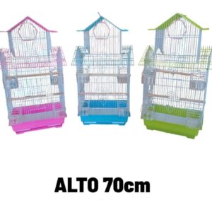 Jaula Metálica Alta para Aves con Comederos – 70 cm