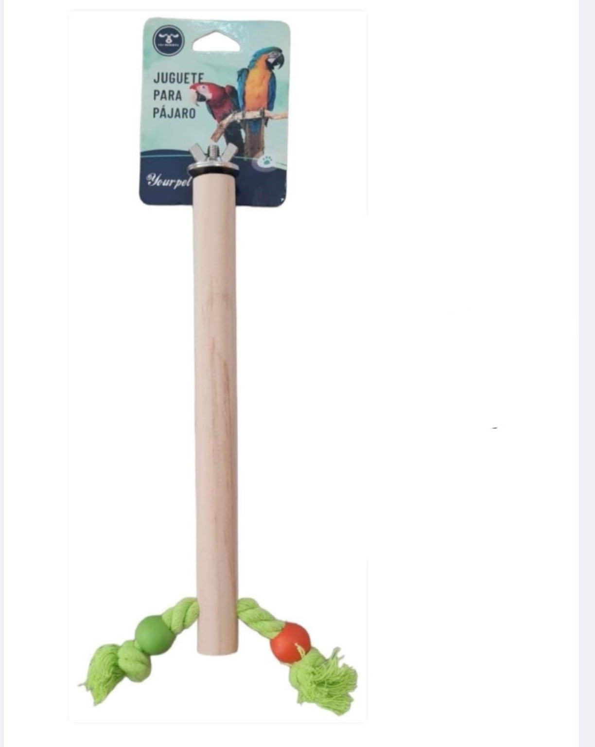 Percha de Madera para Pájaros con Juguete Yourpet