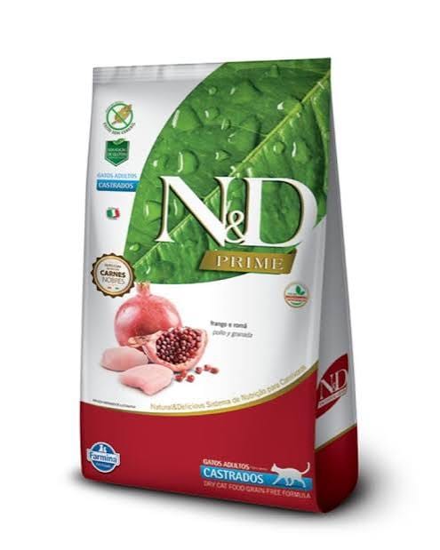 N&D Prime Gatos Adultos Castrados – Pollo y Granada